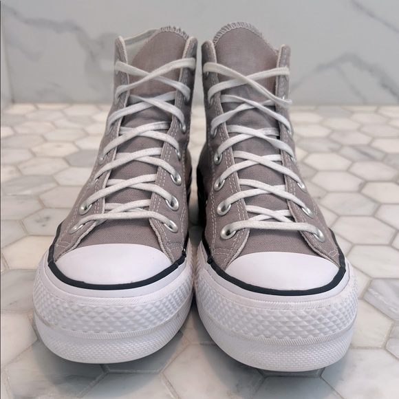 Converse Chuck Taylor CTAS Lift HI Platform High Vapor Mauve & White Sneakers 7 - Picture 4 of 16